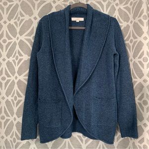 LOFT Cozy Shawl Open Cardigan (Slate Blue) Size S.